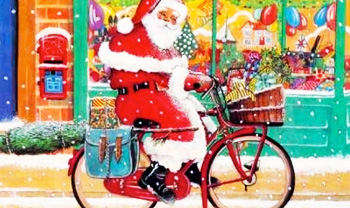 santa on a bike