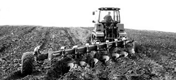 tractor with plough