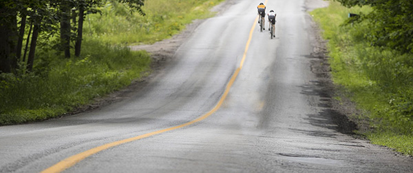 cyclists in the distance